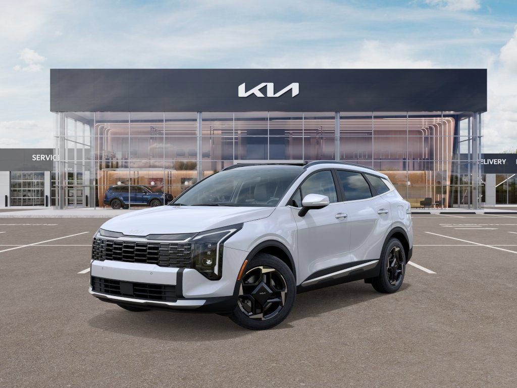 2026 Kia Sportage EX in Glacial White Pearl — front three-quarter view