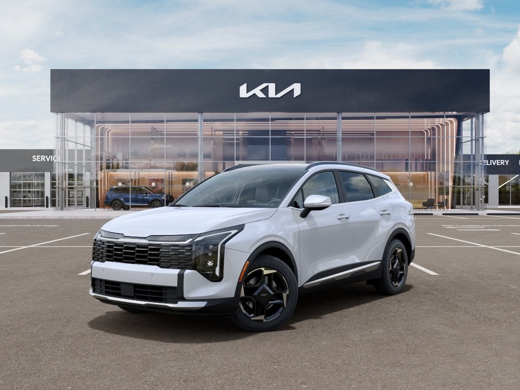 2026 Kia Sportage EX in Glacial White Pearl — front three-quarter view