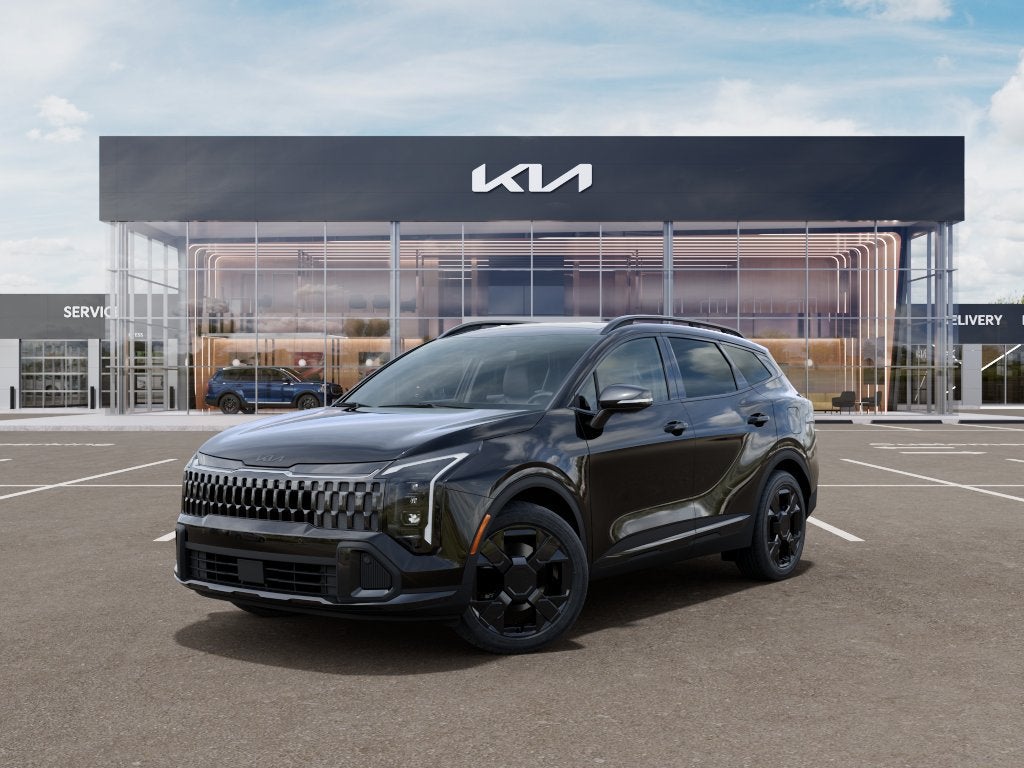 2026 Kia Sportage X-Line in Ebony Black — front three-quarter view