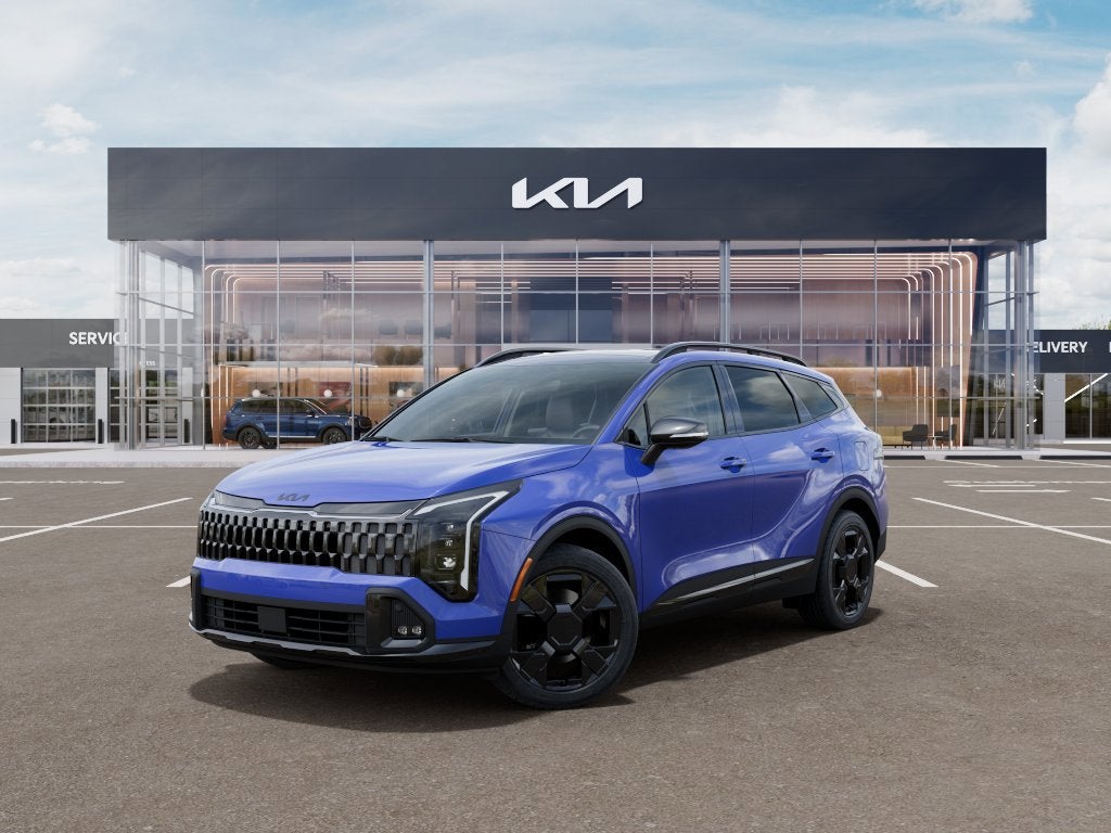 2026 Kia Sportage X-Line in Nebular Blue — front three-quarter view