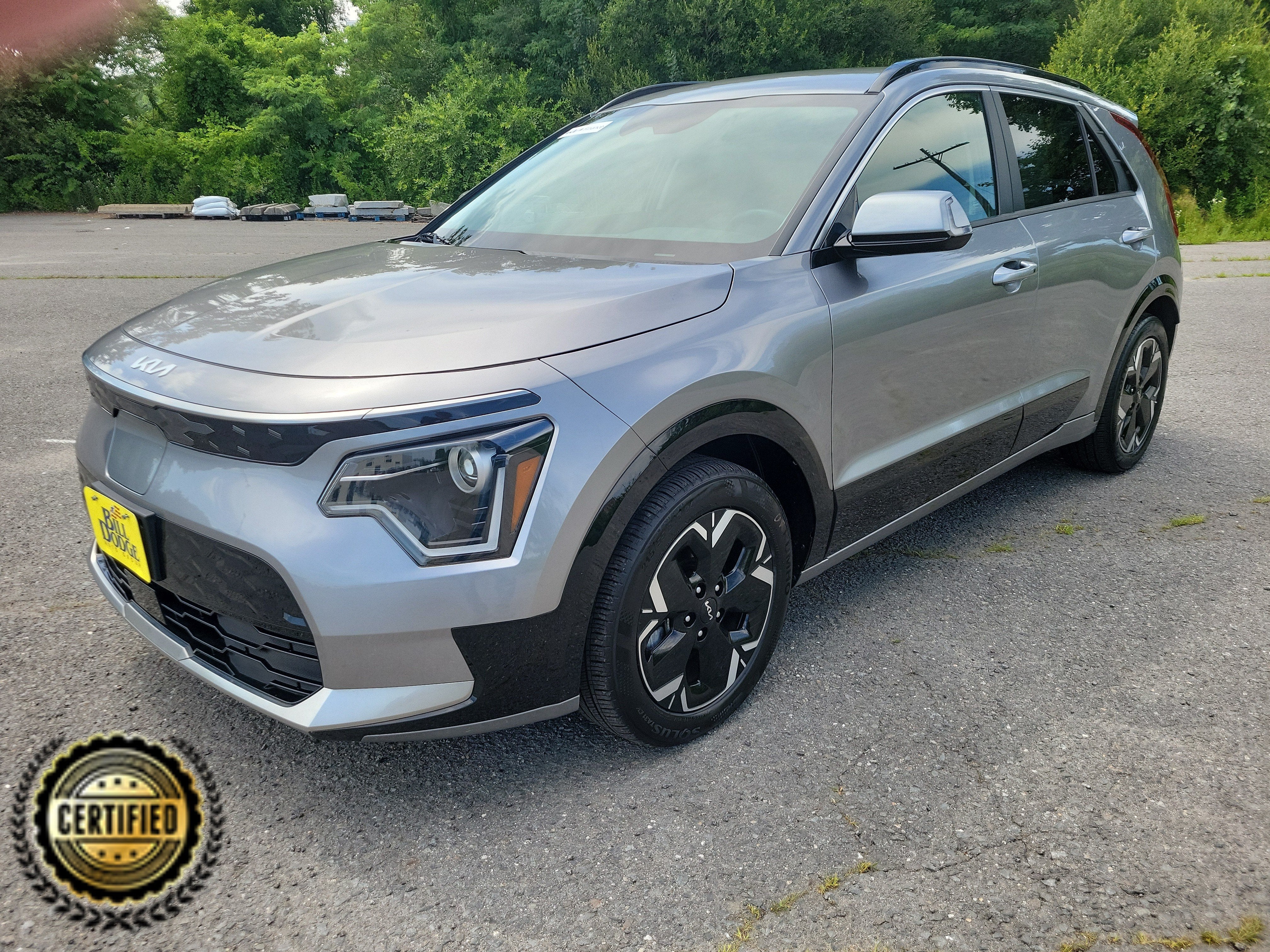 2023 Kia Niro EV Wind in Steel Gray — front three-quarter view