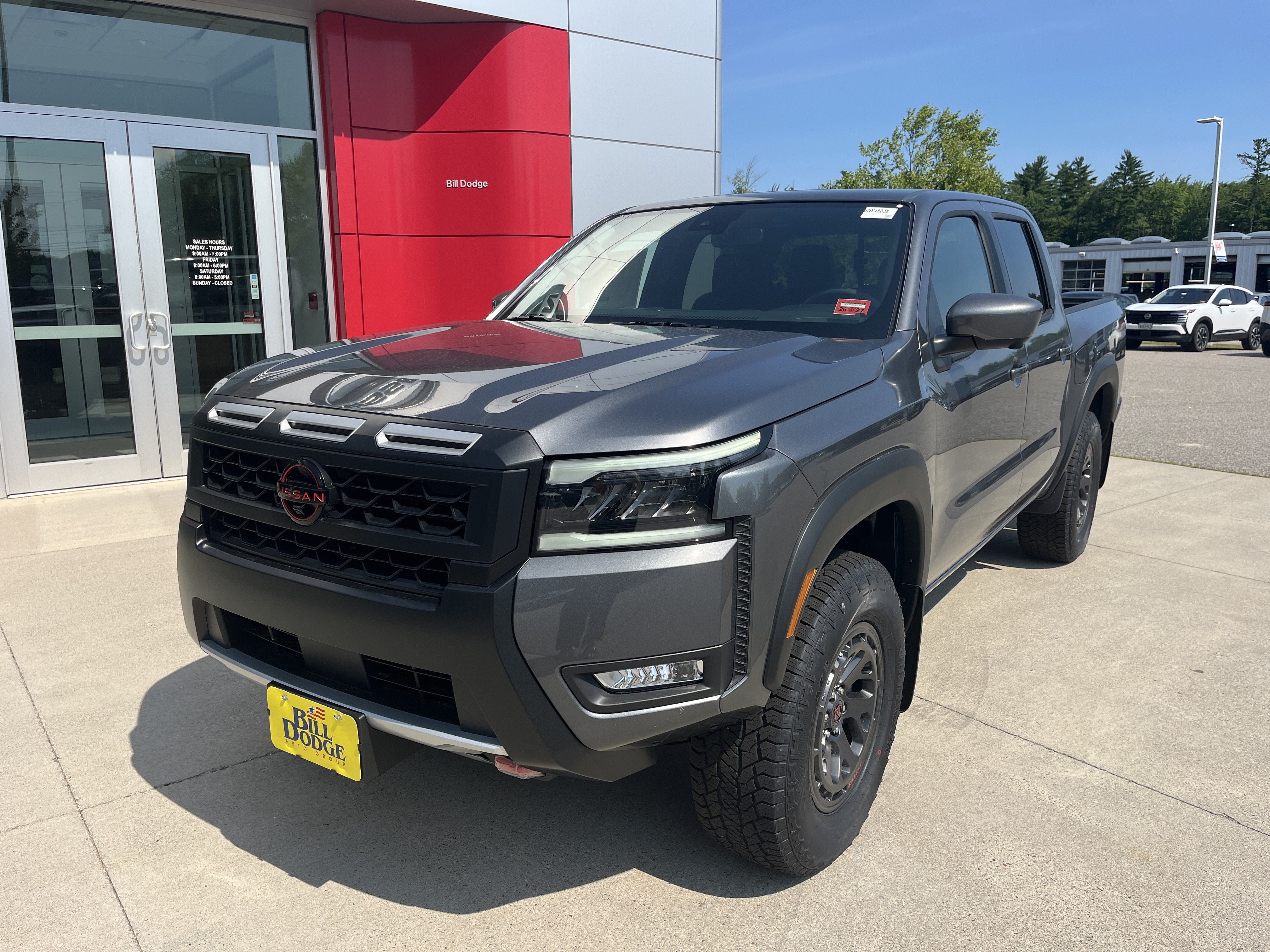 2026 Nissan Frontier PRO-4X in Gun Metallic — front three-quarter view
